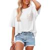 image:imageDokotoo Womens Tops Cute Lace Summer Short Sleeves Oversized Casual T Shirts Lace PocketsWhite