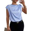 image:imageDokotoo Womens Tops Dressy Casual Elegant Bow Tie Neck Short Sleeve Blouses Spring Office Work Business Outfits ShirtsSky Blue