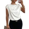 image:imageDokotoo Womens Tops Dressy Casual Elegant Bow Tie Neck Short Sleeve Blouses Spring Office Work Business Outfits ShirtsWhite