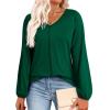image:imageDokotoo Womens Tops Fashion V Neck Long Sleeve Tops for Women Fall Outfits for Women 2025 Casual Loose BlousesDark Green