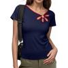 image:imageDokotoo Womens Tops Summer Short Sleeve Crew Neck Slim Fitted Blouse Trendy Cut Out Floral Pattern Basic Tees ShirtsNavy Blue
