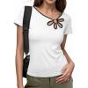 image:imageDokotoo Womens Tops Summer Short Sleeve Crew Neck Slim Fitted Blouse Trendy Cut Out Floral Pattern Basic Tees ShirtsWhite