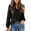 image:imageDokotoo Womens V Neck Ruffle Blouses Long Sleeve Casual Work Tops Loose Fit Pullover ShirtsBlack