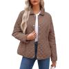 image:imageDokotoo Womens Winter Quilted Jackets Long Sleeve Button Down Diamond Puffer Jacket Outerwear Coats with PocketsChestnut