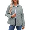 image:imageDokotoo Womens Winter Quilted Jackets Long Sleeve Button Down Diamond Puffer Jacket Outerwear Coats with PocketsMoonlight Jade