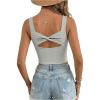 image:imageDokotoo Womens Workout Tank Tops with Built in Bra Casual Sleeveless Shirts Cross Backless Fitted Going Out TopsGrey