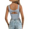 image:imageDokotoo Womens Workout Tank Tops with Built in Bra Casual Sleeveless Shirts Cross Backless Fitted Going Out TopsIce Blue