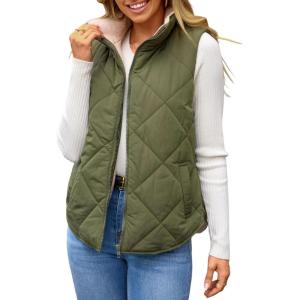 image:imageDokotoo Womens 2025 Fall Vests Sleeveless Fleece Jacket Zip Up Pockets Warm Coat Winter ClothingMist Green