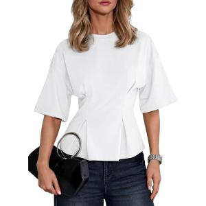 image:imageDokotoo Womens Peplum Tops Summer Babydoll Short Sleeve T Shirts Casual Dressy Going Out Fashion Trendy Y2K ClothesWhite