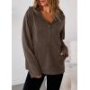 image:imageDokotoo Hoodies for Women Soft Fleece Half Zip Up Hoodie Long Sleeve Casual Pullover Oversized Sweatshirt Hooded TopsBrown
