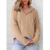 image:imageDokotoo Womens Full Zip Up Hoodies Waffle Knit Long Sleeve Drawstring Casual Sweatshirt Hooded TopsBeige