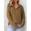 image:imageDokotoo Womens Full Zip Up Hoodies Waffle Knit Long Sleeve Drawstring Casual Sweatshirt Hooded TopsKhaki