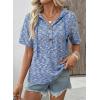 image:imageDokotoo Womens Summer Tops 2026 Short Sleeve Button V Neck Waffle Knit Lightweight Drawstring Hoodies Casual Blouses ShirtsSky Blue