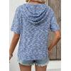 image:imageDokotoo Womens Summer Tops 2026 Short Sleeve Button V Neck Waffle Knit Lightweight Drawstring Hoodies Casual Blouses ShirtsSky Blue