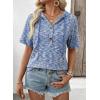 image:imageDokotoo Womens Summer Tops 2026 Short Sleeve Button V Neck Waffle Knit Lightweight Drawstring Hoodies Casual Blouses ShirtsSky Blue