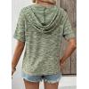 image:imageDokotoo Womens Summer Tops 2026 Short Sleeve Button V Neck Waffle Knit Lightweight Drawstring Hoodies Casual Blouses ShirtsVineyard Green