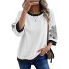 image:imageDokotoo Womens Oversized 34 Sleeve Sweatshirt Floral Patch Crewneck Pullover Casual TopsWhite