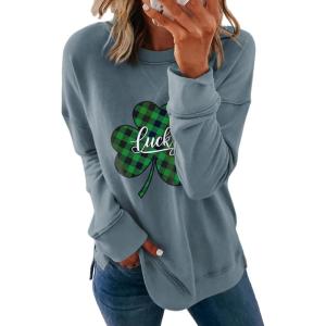 image:imageDokotoo Womens Casual Crew Neck Sweatshirt Loose Soft Long Sleeve Pullover TopsS Blue