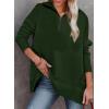 image:imageDokotoo Womens Casual Oversized Half Zip Sweatshirts Long Sleeve Solid Color Pullover Jackets with PocketsBblackish Green