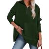 image:imageDokotoo Womens Casual Oversized Half Zip Sweatshirts Long Sleeve Solid Color Pullover Jackets with PocketsBblackish Green