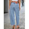 image:imageDokotoo Casual Jeans for Women Loose Baggy Wide Leg Jeans Woman High Waisted Stretchy Denim Pants with PocketsLight Blue