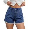 image:imageDokotoo Denim Shorts for Women Scalloped Lace Trim Mid Rise Jean Shorts Pleated Wide Leg Stretchy Summer Hot ShortBlue