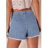 image:imageDokotoo Denim Shorts for Women Scalloped Lace Trim Mid Rise Jean Shorts Pleated Wide Leg Stretchy Summer Hot ShortLight Blue