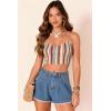 image:imageDokotoo Denim Shorts for Women Scalloped Lace Trim Mid Rise Jean Shorts Pleated Wide Leg Stretchy Summer Hot ShortSky Blue