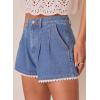 image:imageDokotoo Denim Shorts for Women Scalloped Lace Trim Mid Rise Jean Shorts Pleated Wide Leg Stretchy Summer Hot ShortSky Blue
