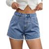 image:imageDokotoo Denim Shorts for Women Scalloped Lace Trim Mid Rise Jean Shorts Pleated Wide Leg Stretchy Summer Hot ShortSky Blue