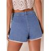 image:imageDokotoo Denim Shorts for Women Scalloped Lace Trim Mid Rise Jean Shorts Pleated Wide Leg Stretchy Summer Hot ShortSky Blue