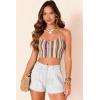 image:imageDokotoo Denim Shorts for Women Scalloped Lace Trim Mid Rise Jean Shorts Pleated Wide Leg Stretchy Summer Hot ShortWhite