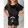 image:imageDokotoo Girls Summer Cute TShirt and Shorts Set with Side PocketsB Black