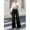 image:imageDokotoo Jeans for Women Casual High Waisted Wide Leg Denim Pants Baggy Raw Hem Flare Jeans with PocketsBlack