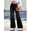 image:imageDokotoo Jeans for Women Casual High Waisted Wide Leg Denim Pants Baggy Raw Hem Flare Jeans with PocketsBlack
