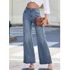 image:imageDokotoo Jeans for Women Casual High Waisted Wide Leg Denim Pants Baggy Raw Hem Flare Jeans with PocketsBlue