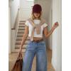 image:imageDokotoo Jeans for Women Casual High Waisted Wide Leg Denim Pants Baggy Raw Hem Flare Jeans with PocketsBlue