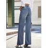 image:imageDokotoo Jeans for Women Casual High Waisted Wide Leg Denim Pants Baggy Raw Hem Flare Jeans with PocketsBlue