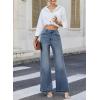 image:imageDokotoo Jeans for Women Casual High Waisted Wide Leg Denim Pants Baggy Raw Hem Flare Jeans with PocketsBlue
