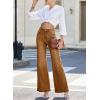image:imageDokotoo Jeans for Women Casual High Waisted Wide Leg Denim Pants Baggy Raw Hem Flare Jeans with PocketsBrown