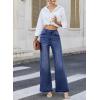 image:imageDokotoo Jeans for Women Casual High Waisted Wide Leg Denim Pants Baggy Raw Hem Flare Jeans with PocketsDark Blue