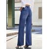 image:imageDokotoo Jeans for Women Casual High Waisted Wide Leg Denim Pants Baggy Raw Hem Flare Jeans with PocketsDark Blue