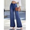 image:imageDokotoo Jeans for Women Casual High Waisted Wide Leg Denim Pants Baggy Raw Hem Flare Jeans with PocketsDark Blue