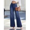 image:imageDokotoo Jeans for Women Casual High Waisted Wide Leg Denim Pants Baggy Raw Hem Flare Jeans with PocketsSail Blue