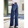 image:imageDokotoo Jeans for Women Casual High Waisted Wide Leg Denim Pants Baggy Raw Hem Flare Jeans with PocketsSail Blue