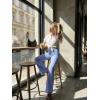 image:imageDokotoo Jeans for Women Casual High Waisted Wide Leg Denim Pants Baggy Raw Hem Flare Jeans with PocketsSky Blue
