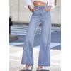 image:imageDokotoo Jeans for Women Casual High Waisted Wide Leg Denim Pants Baggy Raw Hem Flare Jeans with PocketsSky Blue