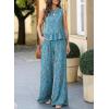 image:imageDokotoo Pants Sets Women 2 Piece Outfits Sleeveless Round Neck Tank Tops Matching Sets for Women Elastic Waist Wide LegZ Blue