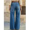 image:imageDokotoo Womens Casual Mid Waisted Distressed Straight Wide Leg Stretchy Jeans Baggy Denim PantsAshleigh Blue