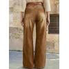 image:imageDokotoo Womens Casual Mid Waisted Distressed Straight Wide Leg Stretchy Jeans Baggy Denim PantsBrown